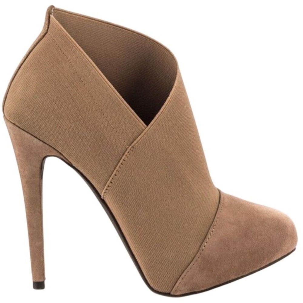 Jessica Simpson NEESHA Tan Suede Elastic Ankle Booties‎ Stiletto Heels size 7.5